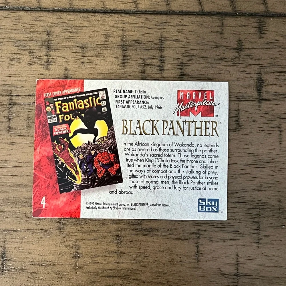1992 Skybox Marvel Masterpieces Black Panther #4 Trading Card